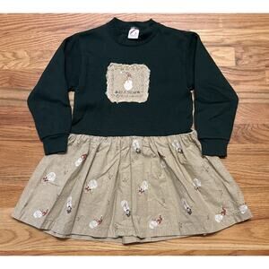 Vintage Girls Jerzees Sweater Dress Size Small 6-7 Let it snow Winter Snowman